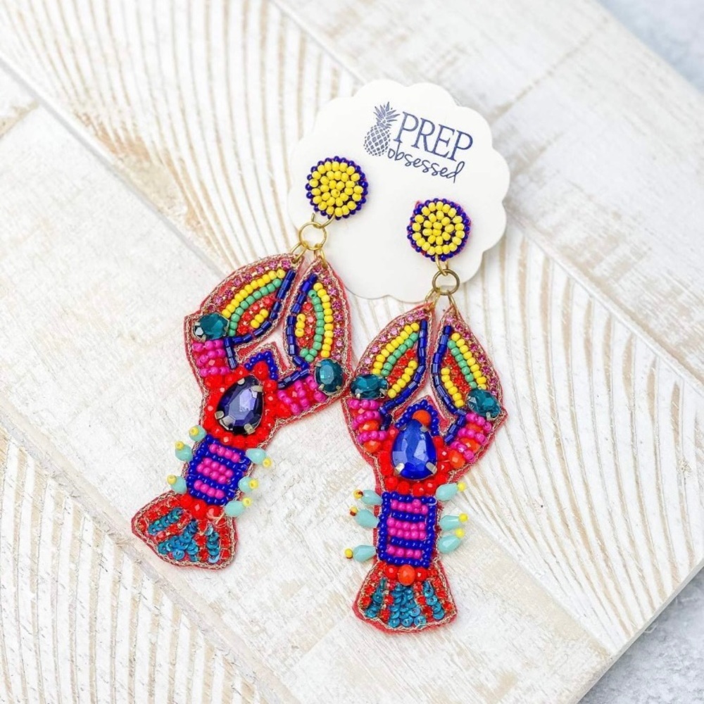 Prep Obsessed Multi Color Lobster Earrings